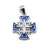 Sterling Silver Enamel Solid Jerusalem Cross Pendant