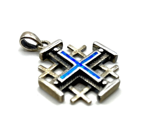 Sterling Silver Opal Jerusalem Cross Pendant