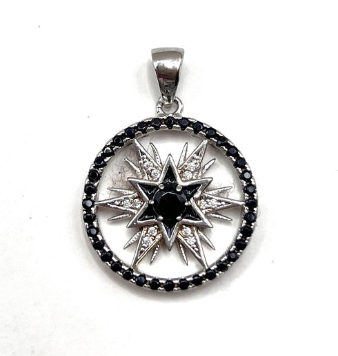 Sterling Silver Round Star Of Bethlehem Pendant