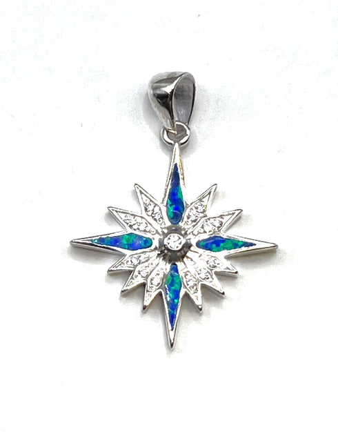 Sterling with Opal Star Of Bethlehem Pendant