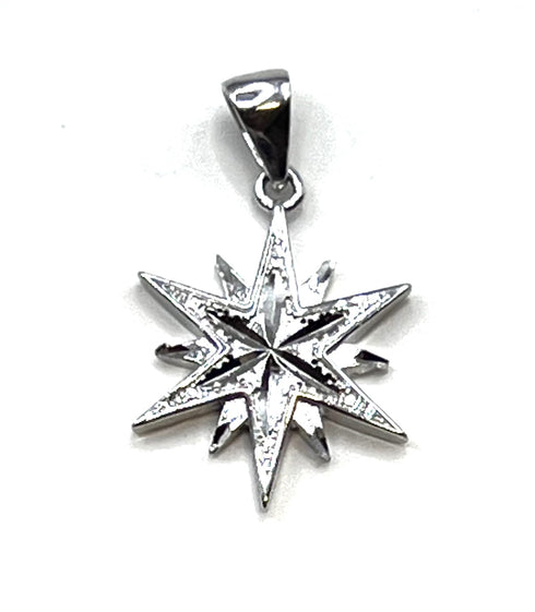 Sterling Shiny Star Of Bethlehem Pendant
