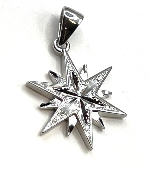 Sterling Shiny Star Of Bethlehem Pendant