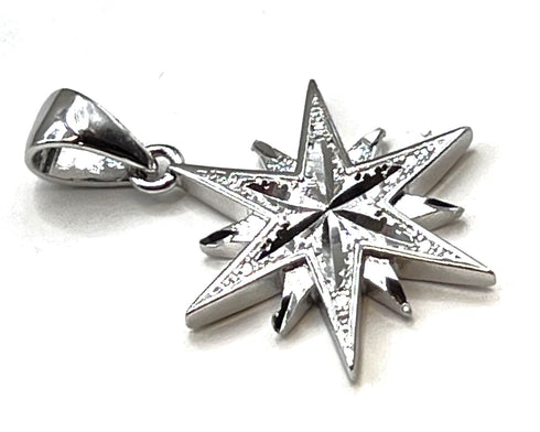 Sterling Shiny Star Of Bethlehem Pendant