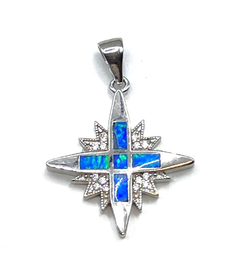 Sterling with Opal Star Of Bethlehem Pendant