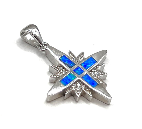 Sterling with Opal Star Of Bethlehem Pendant