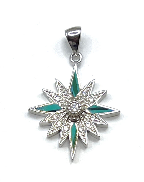 Sterling with Opal Star Of Bethlehem Pendant