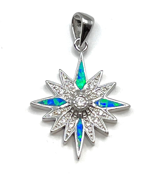 Sterling with Opal Star Of Bethlehem Pendant