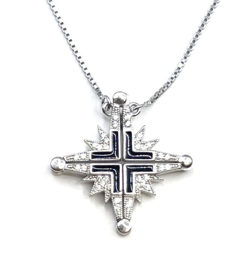Sterling with Enamel Star Of Bethlehem Opening Magnetic Necklace