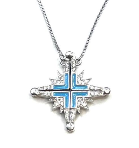 Sterling with Enamel Star Of Bethlehem Opening Magnetic Necklace