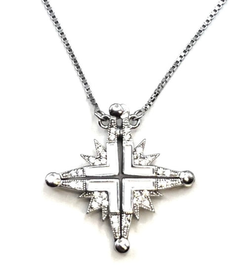 Sterling with Enamel Star Of Bethlehem Opening Magnetic Necklace