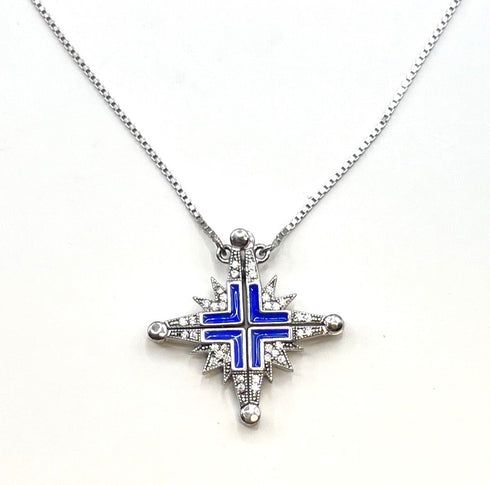 Sterling with Enamel Star Of Bethlehem Opening Magnetic Necklace