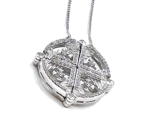 Sterling Round Jerusalem Cross Opening Magnetic Necklace