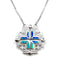 Sterling with Opal Jerusalem Cross Opening Magnetic Necklace