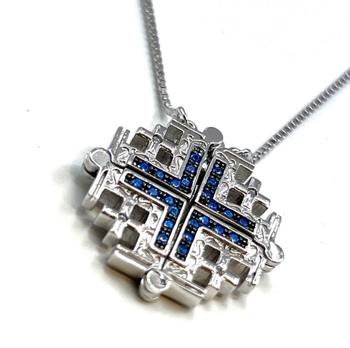 Sterling Classic Jerusalem Cross Opening Magnetic Necklace