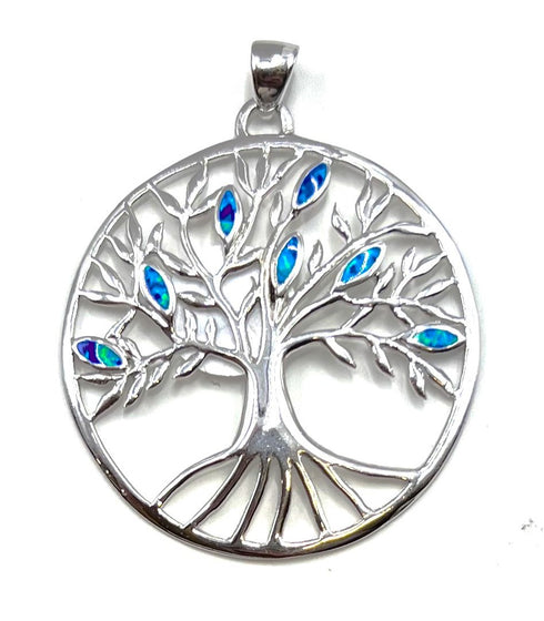 Sterling Silver with Opal Tree of Life Pendant