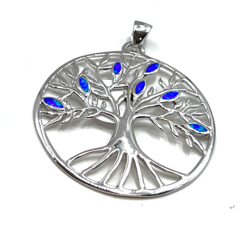 Sterling Silver with Opal Tree of Life Pendant