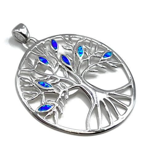 Sterling Silver with Opal Tree of Life Pendant