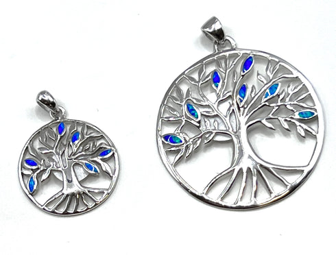 Sterling Silver with Opal Tree of Life Pendant