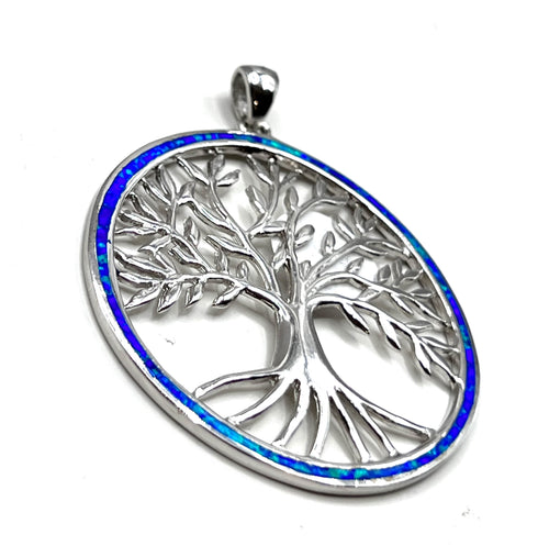 Sterling Silver with Opal Tree of Life Pendant
