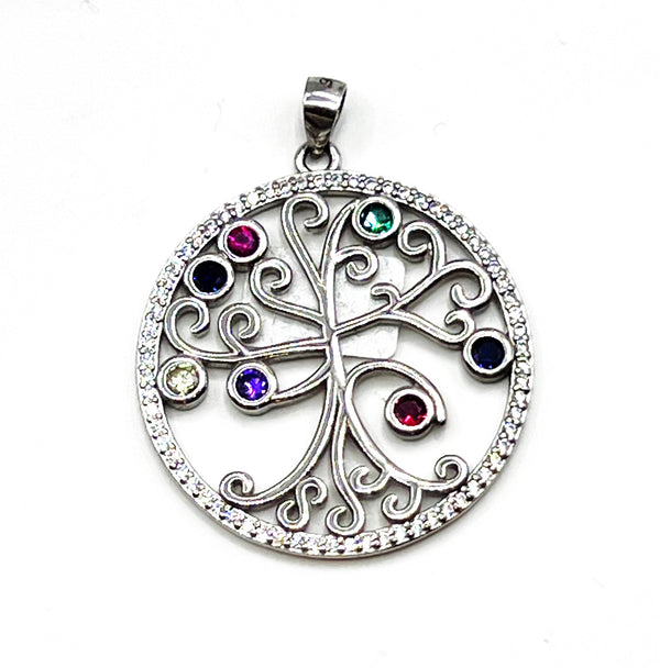 Sterling Silver Colored Tree of Life Pendant