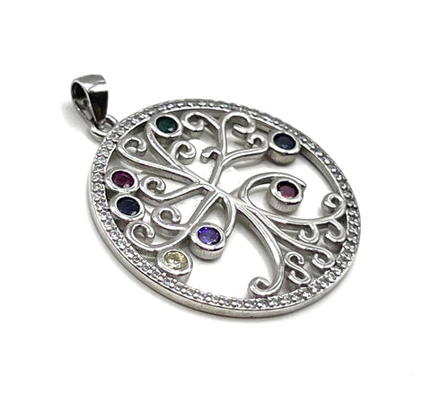 Sterling Silver Colored Tree of Life Pendant