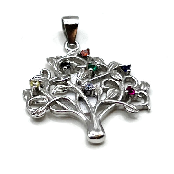 Sterling Silver Colored Tree of Life Pendant