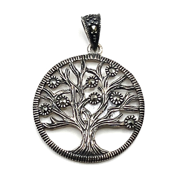 Sterling Silver Oxidized Colored Tree of Life Pendant