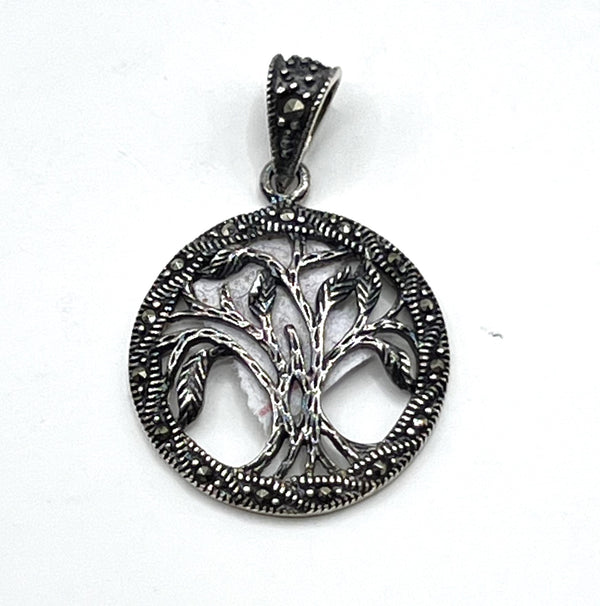 Sterling Silver Oxidized Colored Tree of Life Pendant