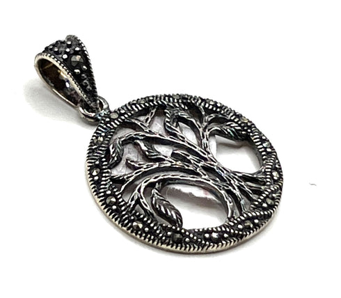 Sterling Silver Oxidized Colored Tree of Life Pendant