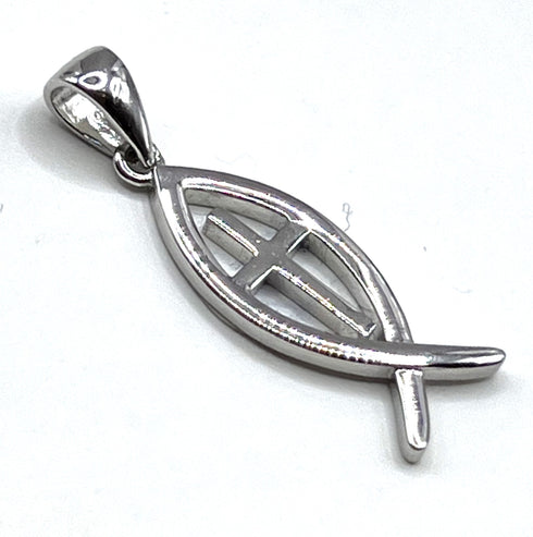 Sterling Silver Fish with Cross Pendant