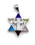 Sterling Silver With Stones Star of David with Cross Pendant