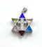 Sterling Silver With Stones Double Sided Star of David with Cross Pendant