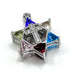 Sterling Silver With Stones Double Sided Star of David with Cross Pendant