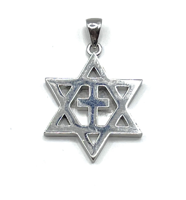 Sterling Silver Star of David with Cross Pendant