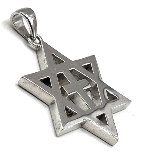 Sterling Silver Star of David with Cross Pendant
