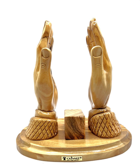 Olive Wood Bible Holder Hands