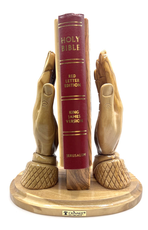 Olive Wood Bible Holder Hands