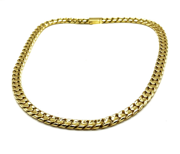 14k Yellow Gold 10mm Curved Beveled Curb Chain Necklace