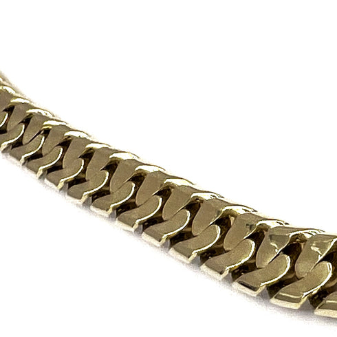 14k Yellow Gold 10mm Curved Beveled Curb Chain Necklace