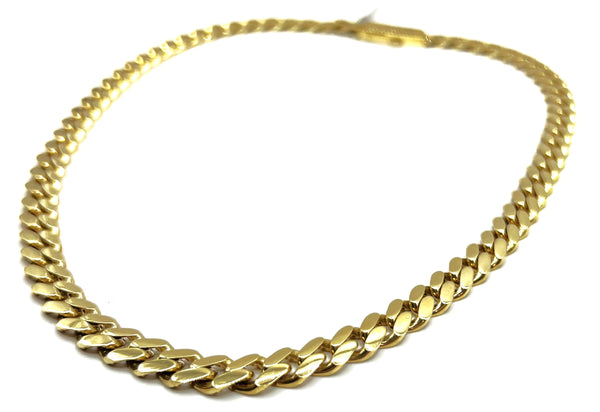 14k Yellow Gold 10mm Beveled Curb Chain Necklace