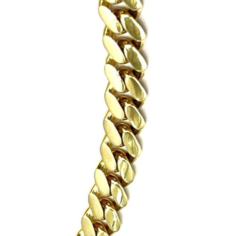 14k Yellow Gold 10mm Beveled Curb Chain Necklace