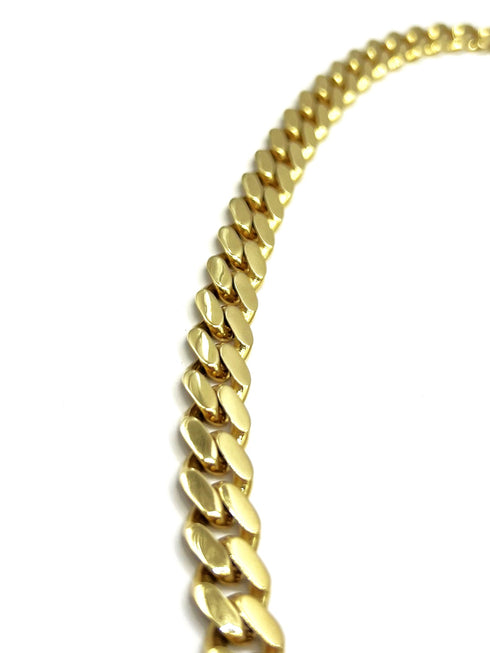 14k Yellow Gold 10mm Beveled Curb Chain Necklace