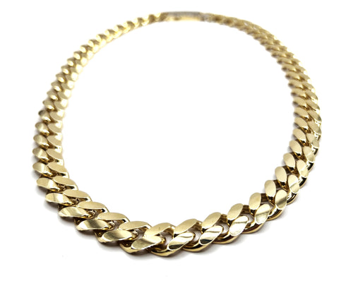 14k Yellow Gold 13mm Beveled Curb Chain Necklace