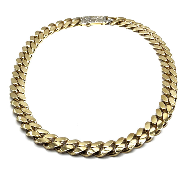 14k Yellow Gold 13mm Beveled Curb Chain Necklace