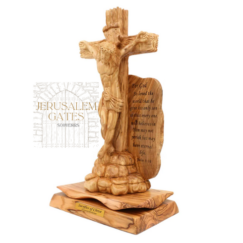 Sacrifice of Christ Hand Carved Olive wood Stateu from The Holy Land