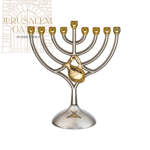 Metal Menorah With Jar