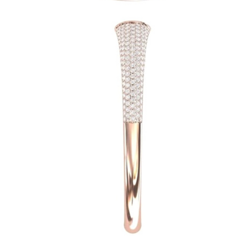 14K Gold With Pave Diamond Bangle