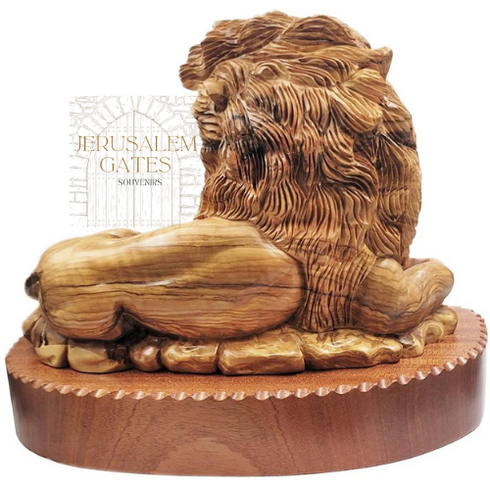 The Lion & The Lamb’ Hand Carved Olive wood Statue