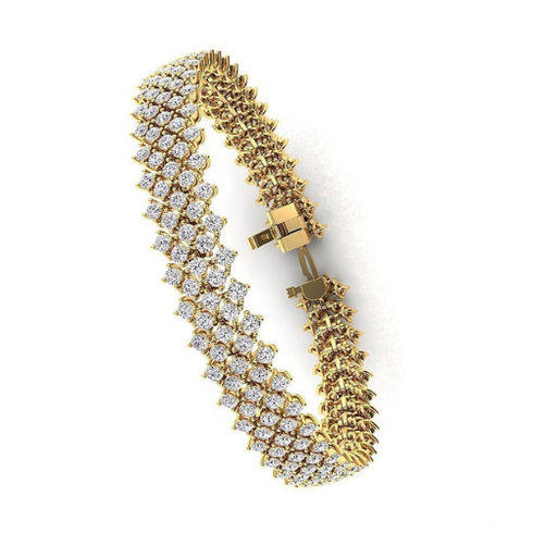 14K Yellow Gold with Diamond Eternity Three Row Tennis Bracelet