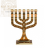 Gold Plated 12 Tribes Temple Jerusalem Ornament 7 Branch Menorah